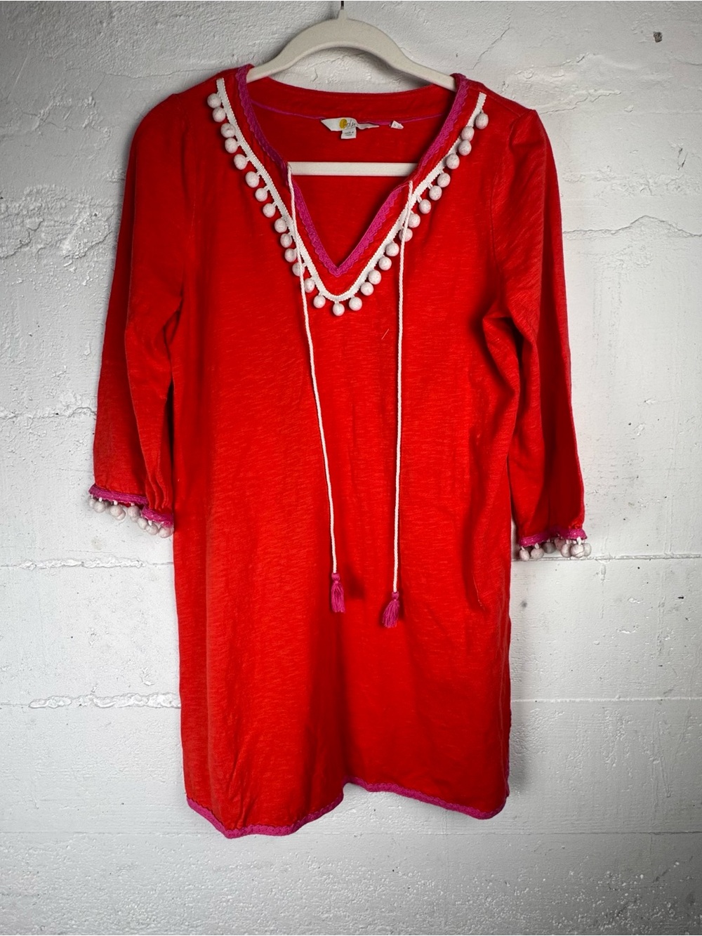Boden Carina Jersey Pom Pom Trim Dress Sz 6 Swim Summer Dress Resortwear